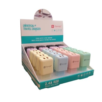 Universal Travel Charger Block Type C No Cable 2.1A multi-color (Box of 24) - Image 1